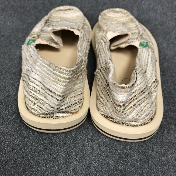 Sanuk Donna Sidewalk Surfer Women’s 7 Beige Woven Canvas Slip-On Loafers NWOB - Picture 5 of 7